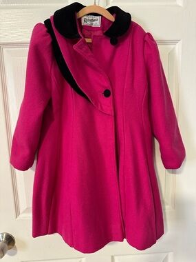 Rothschild Hot Pink Coat with Black Velvet Collar